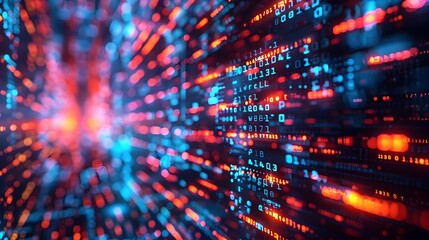 Obraz premium Futuristic Holographic Display with Streaming Digital Elements and Cyber Background Concept