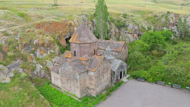 Vanevan Monastery.  located along a gorge south of the village of Artsvanist, southeast of Lake Sevan. Taken with a drone