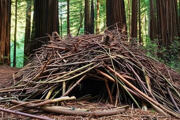 Pile of Twigs in Woodland Setting