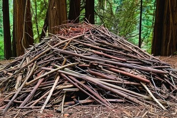 Pile of Twigs in Woodland Setting