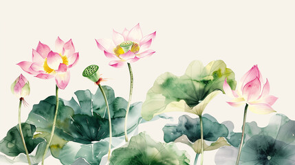 watercolor lotus flower