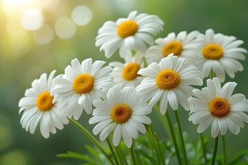 Fototapeta premium Beautiful Blooming Daisies in Sunlit Garden - Floral Nature Concept for Print, Card, Poster