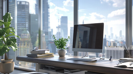 modern minimalist interior design office, business corporate workspace inspiration