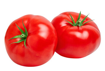 Tomato vegetables isolated on white or transparent background. Two whole tomatoes