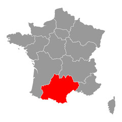 Occitania of France map symbol shape, travel web flat concept icon symbol vector