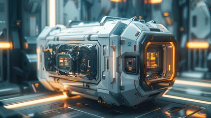 Futuristic strongbox. Generative AI.