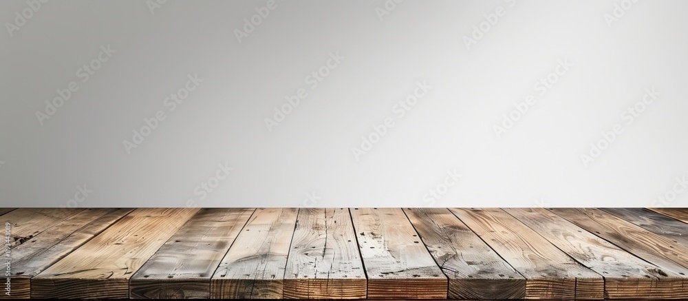 Poster a wooden table with no items provides a clean backdrop for a copy space image