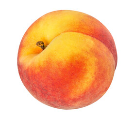 Peach isolated on white or transparent background. One whole peach fruits. Food for vegetarian and vegan diets