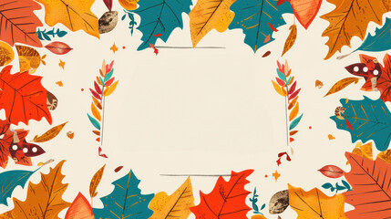 Autumn Foliage Frame with Vibrant Leaves and Space for Text