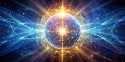 Naklejka premium Cosmic Energy Orb - Abstract Digital Art, Universe, Space, Galaxy, Stars