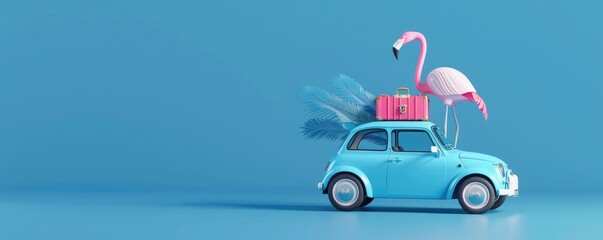 Fototapeta premium Vintage Car Loaded for Summer Trip