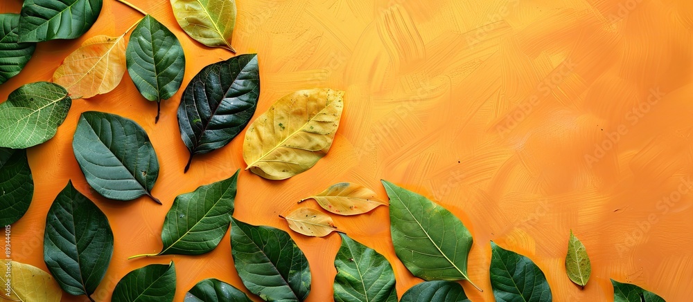 Poster background texture featuring leaves with copy space image