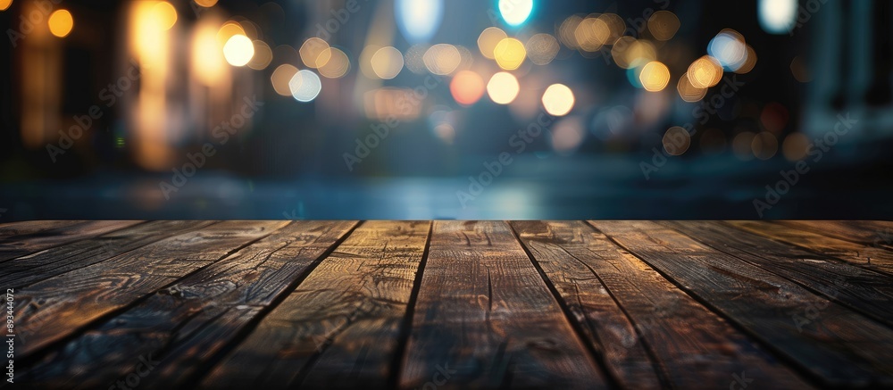 Poster table with dark blurry backdrop showcasing copy space image