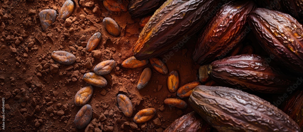 Leinwandbilder texture of cocoa fruit peel displayed in background copy space image