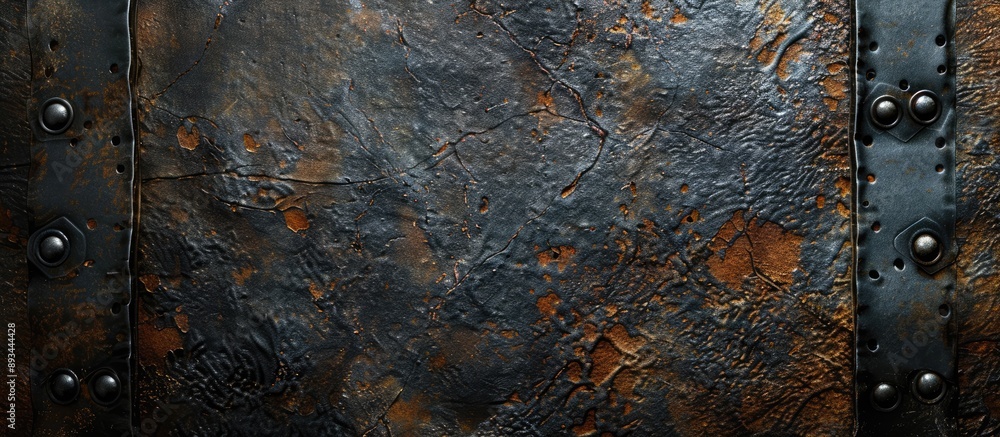 Poster An image from a series featuring metal or leather textures with copy space image available