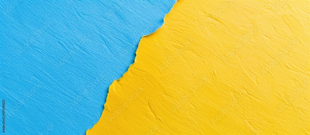 Poster Yellow and blue textured paper background with space for design elements Perfect for copy space image