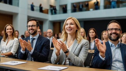 Corporate Audience Applauding at Seminar
