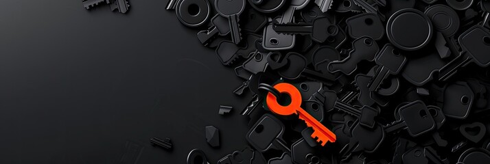 Standout Red Key in a Sea of Black