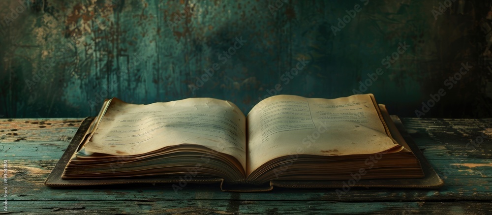Aufkleber A grunge background sets the scene for an open notebook with copy space image