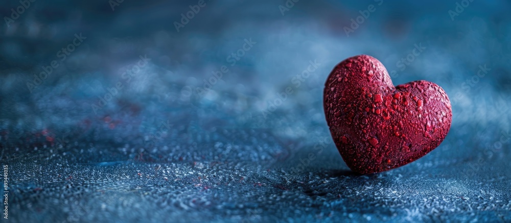 Aufkleber close up of a red heart on a dark blue backdrop perfect for a valentine s day card with ample copy s