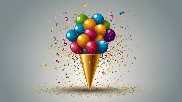 Vector party popper. exploding festive popper with confetti. the element of celebrating a new year, birthday and any holiday. flapper for celebration decoration design emoji. flat icon. party confetti