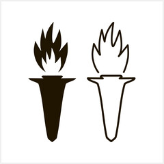 Olympic Torch icon isolated Stencil clipart flame Vector fire illustration