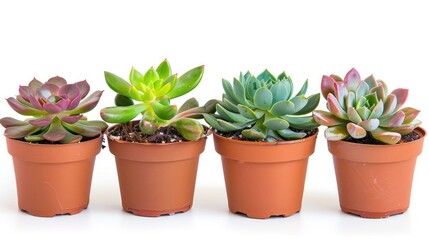 Obraz premium Potted succulent plants on white background, perfect for home decor.