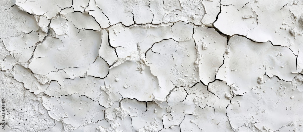 Aufkleber close up abstract image of a cracked white rough cement or concrete wall texture background provides