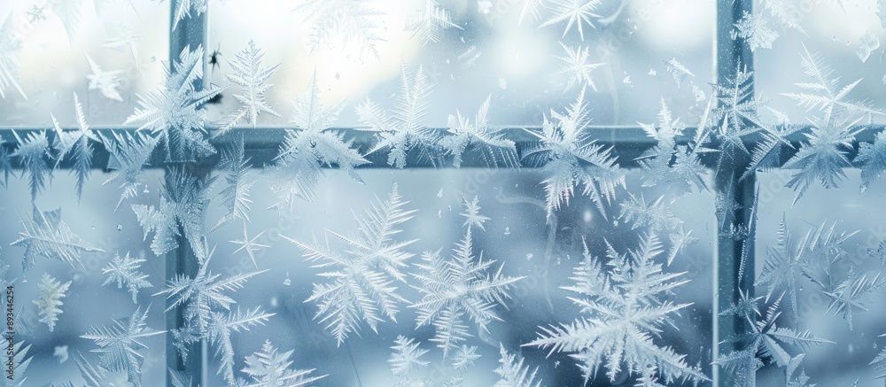 Poster Ice covered window with copy space image