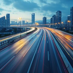 Fototapeta premium Cityscape Night Highway