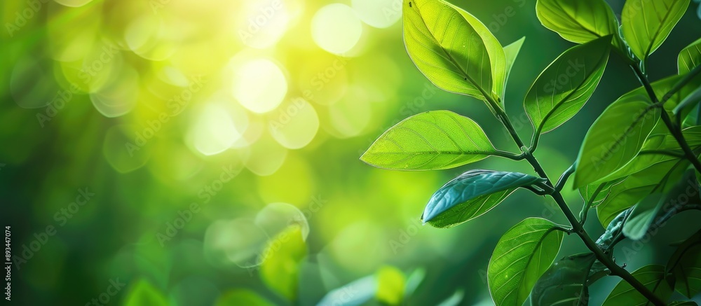 Leinwandbilder Selective focus with a shallow depth of field on fresh green leaves creating a background with copy space image