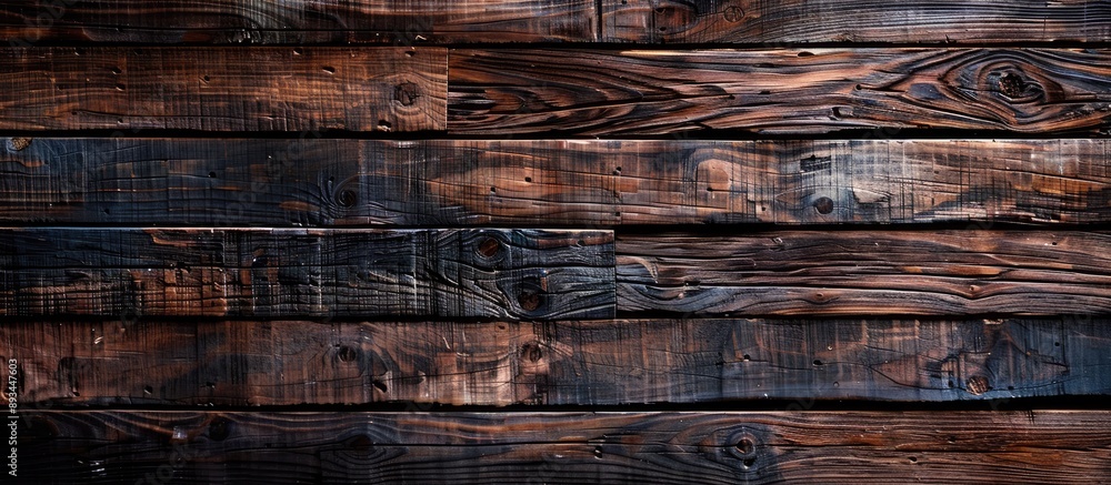 Fototapete Detailed shot showcasing the rugged textures of a wooden plank background ideal for adding text or graphics with available copy space image