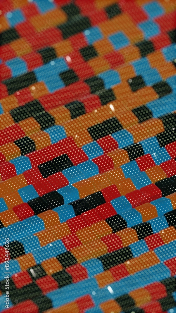 Fototapete floating multicolored transparent and opaque cubes on black background..