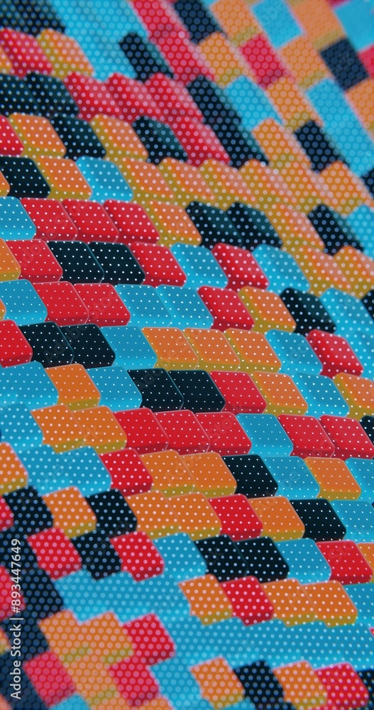 Poster Floating Multicolored Transparent and Opaque Cubes on Black Background..