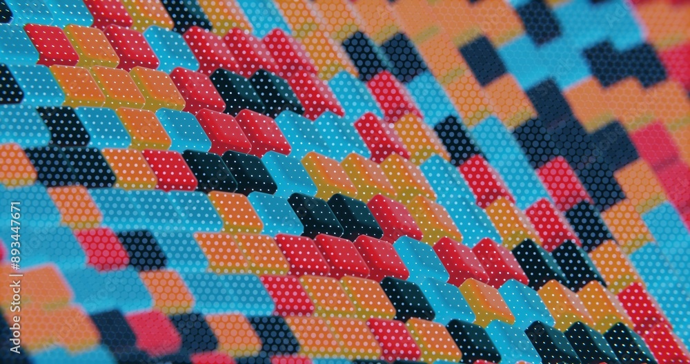 Poster Floating Multicolored Transparent and Opaque Cubes on Black Background..