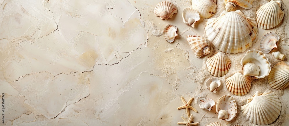 Poster Paper featuring seashells as a background for your text with copy space image