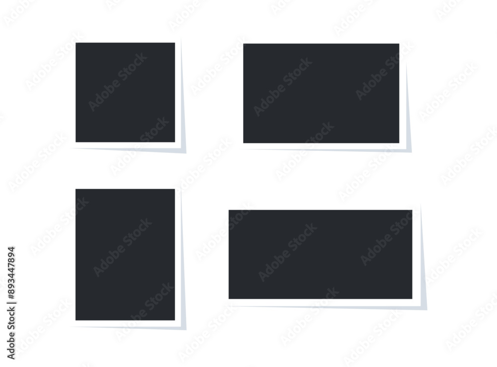 Aufkleber Blank photography frames with copy space and border. Vector isolated retro instant photo or realistic of square shape. Template for picture display or presentation, memory album
