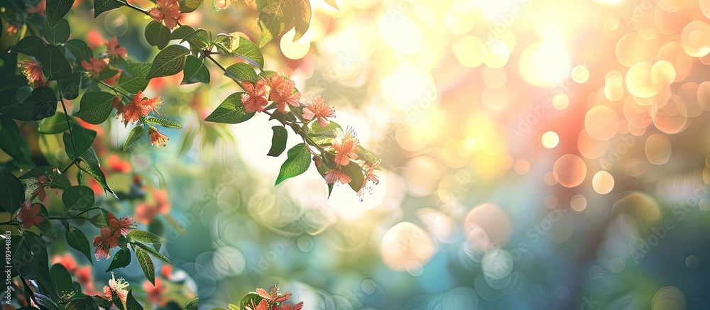 Poster blurry nature background with soft bokeh creating copy space image