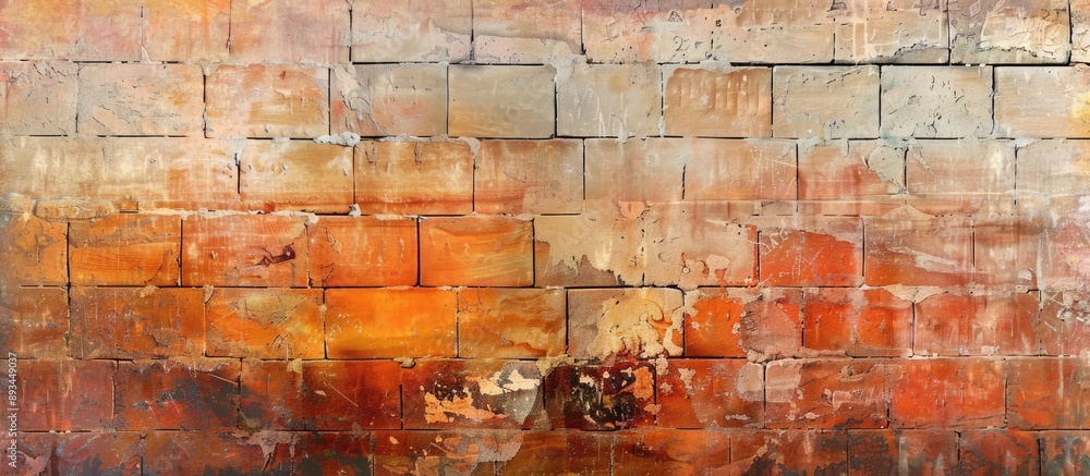 Fototapete an abstract backdrop featuring aged orange bricks with room for text or graphics perfect as a copy s