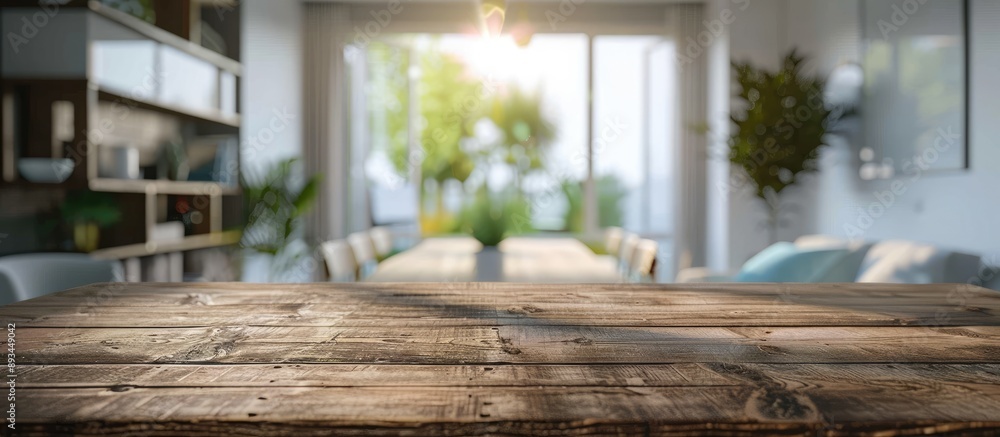 Leinwandbilder blurry dining room in the background of a table top with copy space image