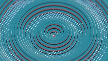 Abstract Concentric Circles with Dotted Patterns in Turquoise Hue..
