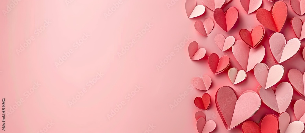Aufkleber valentine s day celebration depicted in a composition featuring paper hearts on a pink background wi