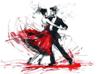 Obraz premium Dramatic Tango Dance Illustration