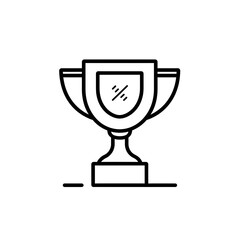simple line icon of trophy, white background, minimalistic design, vector illustration, thin lines and solid color