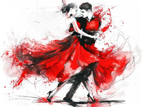 Dramatic Tango Dance Illustration
