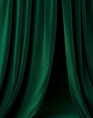 Elegant Green Velvet Curtain Background, Luxury Interior Design, Presentation