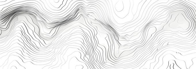 Fototapeta premium Vector line topographic map background, contour lines pattern vector illustration. Topography map texture with geometric pattern for your design, black and white colors, white background