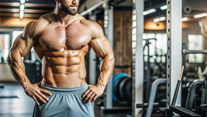 Naklejka premium A fit man in a gym workout session