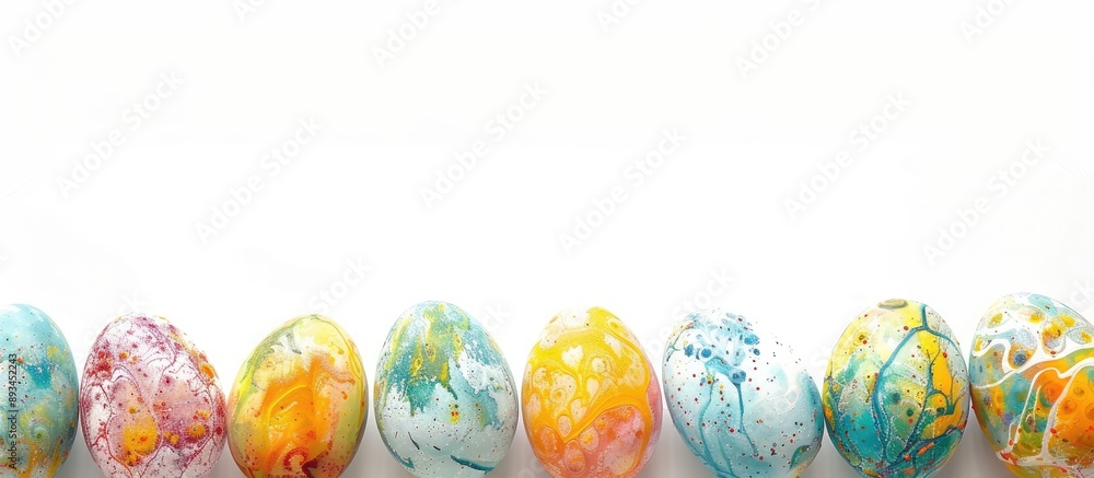 Aufkleber celebrate easter with beautifully painted eggs against a white background perfect for holiday decora