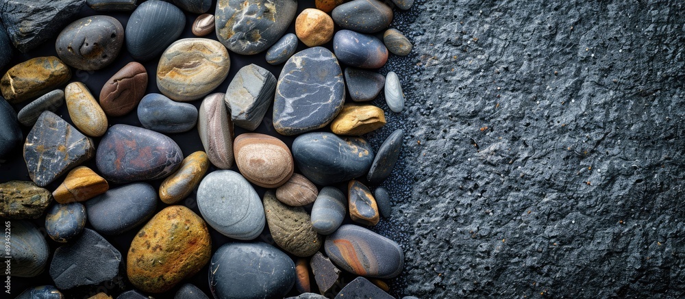 Aufkleber abstract stone on black backdrop with copy space image